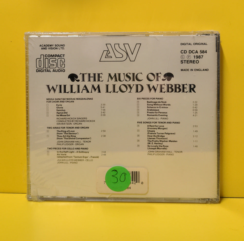 William Lloyd Webber - The Music Of William Lloyd Webber  - 1987 - CD DCA 584 New - Sealed - CDs