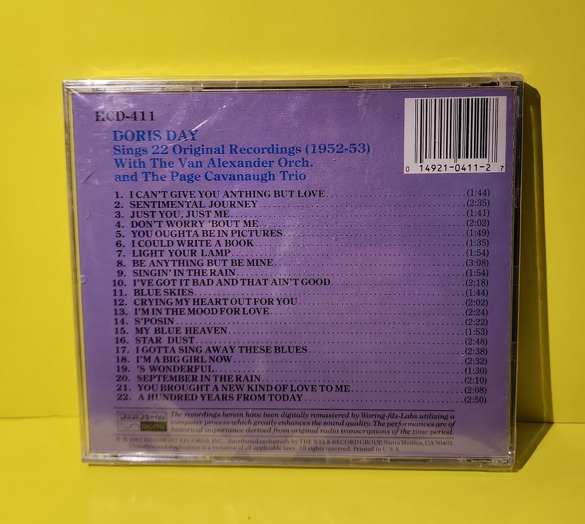Doris Day - Sings 22 Original Recordings - 1987 - HCD-411 New - Sealed - CDs