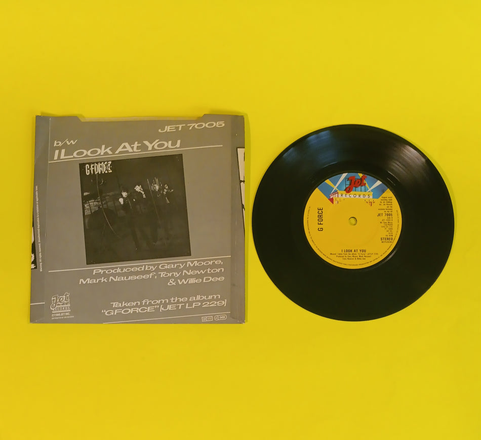 G-Force ft Gary Moore - White Knuckles / Rockin and Rollin (UK 7") - 1980 - JET 7005 Used - EX - Vinyl
