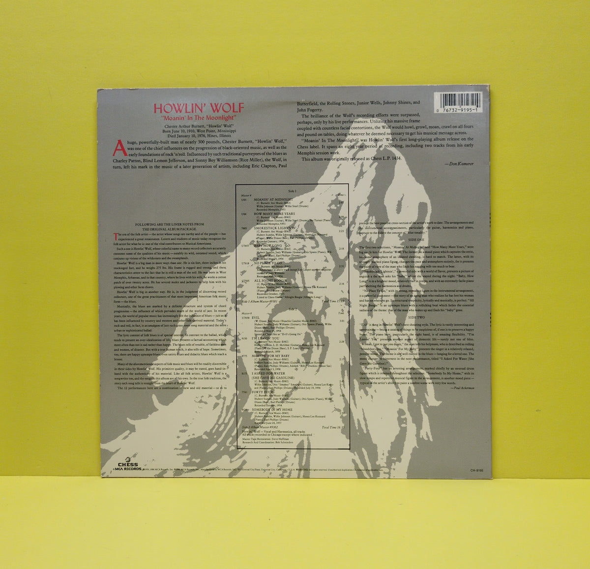 Howlin' Wolf - Moanin' In The Moonlight - 1986 - CH-9195 Used - VG++ - Vinyl - Reissue