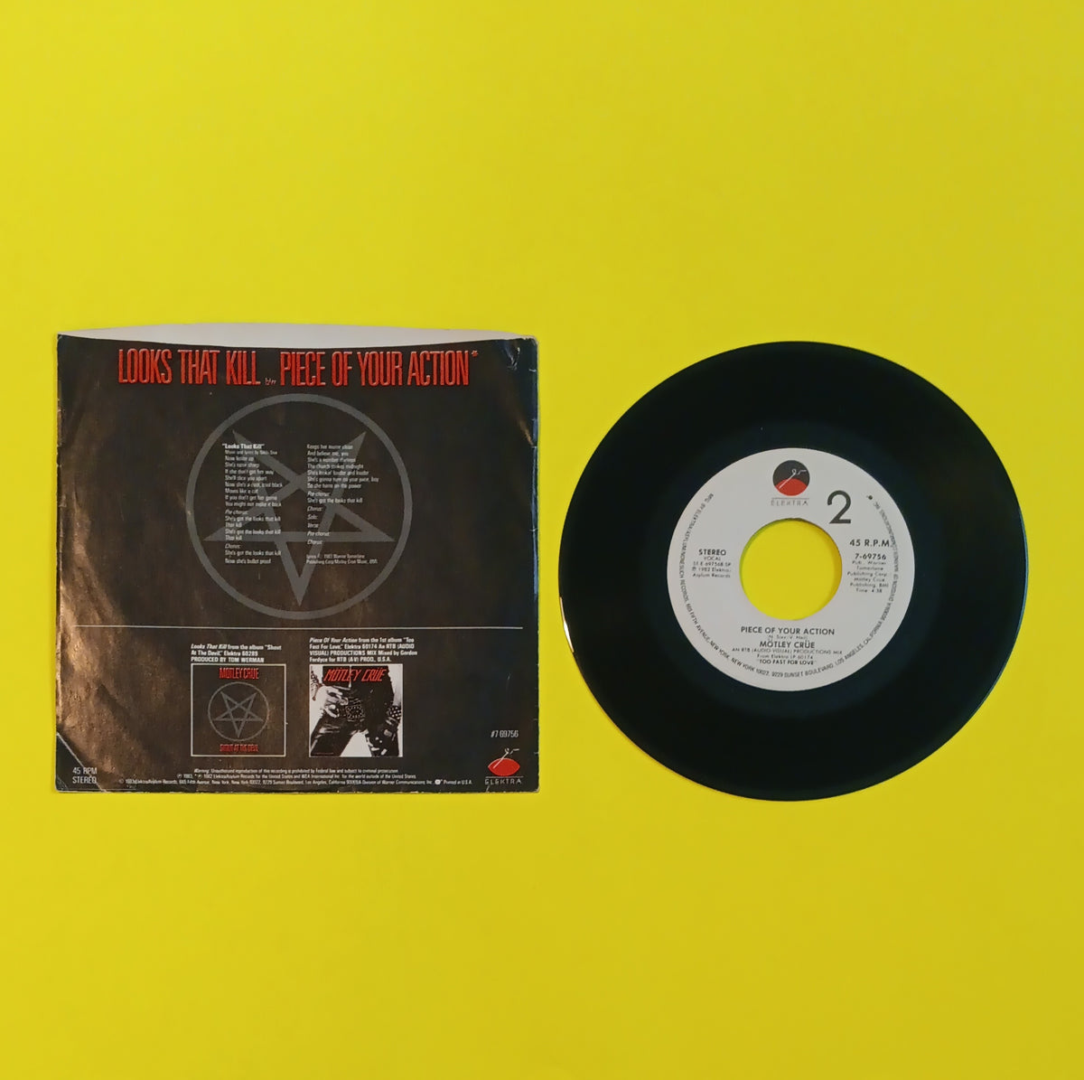 Motley Crue - Looks That Kill 7" - 1983 - 7-69756 Used - VG++ - Vinyl