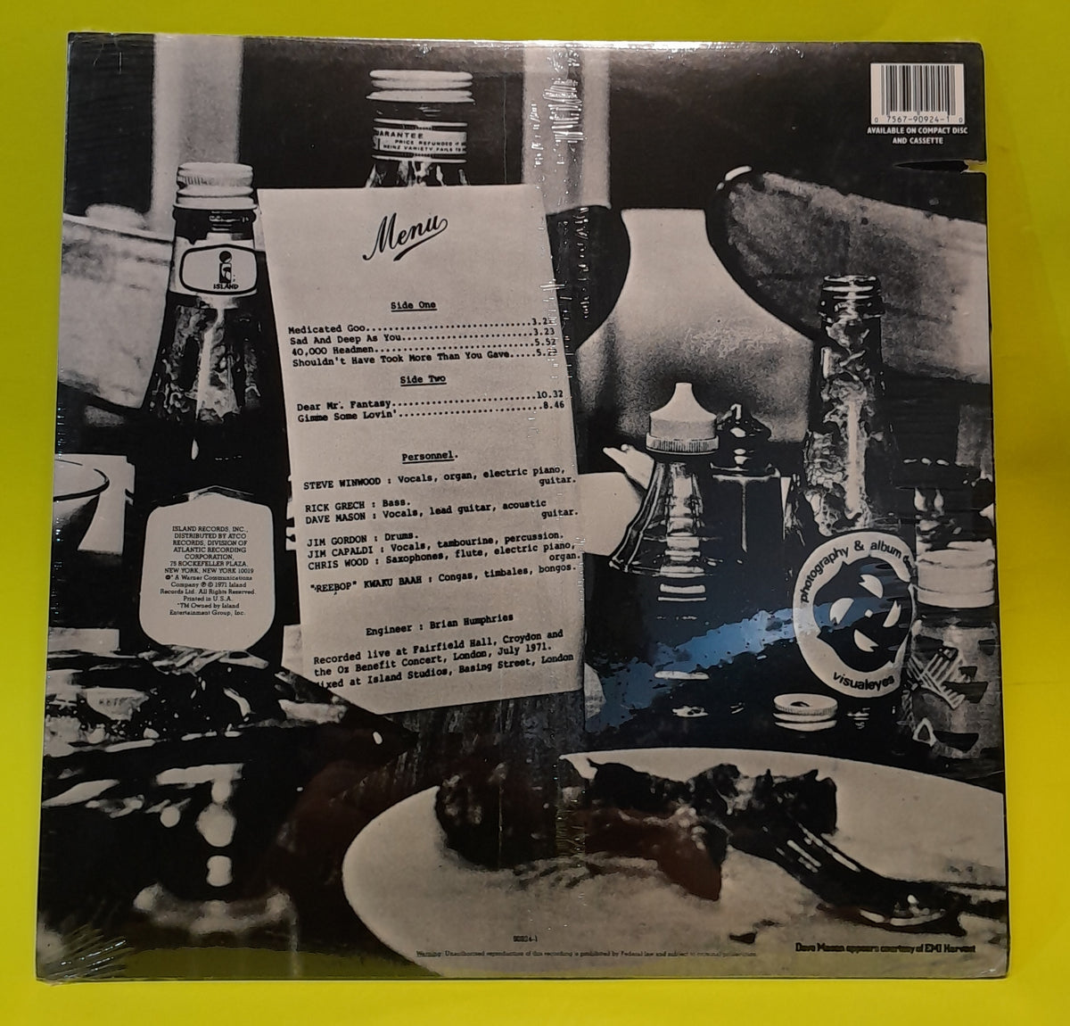 Traffic - Welcome To The Canteen - 1988 - 7 90924-1 New - Sealed - Vinyl
