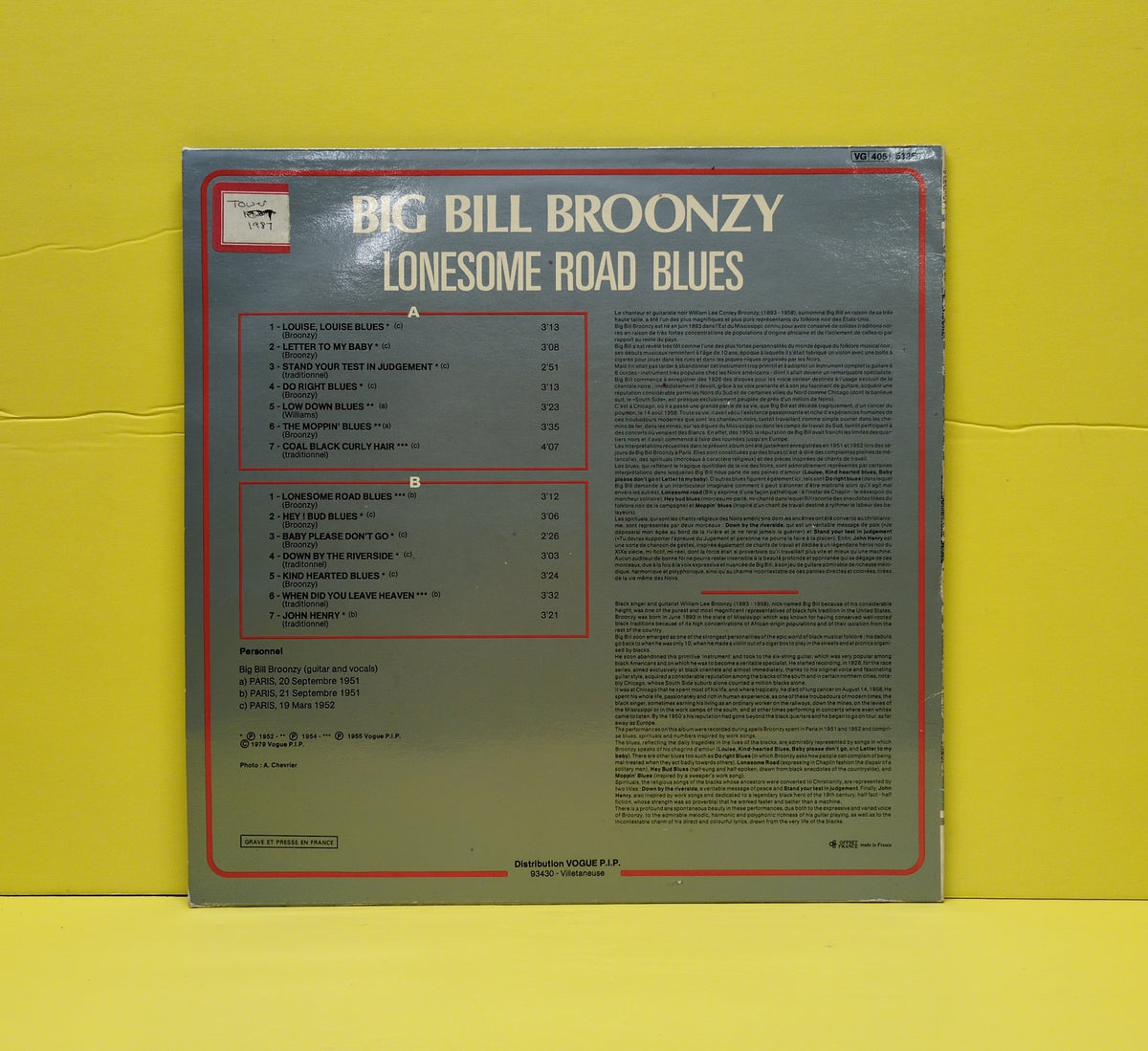 Big Bill Broonzy - Lonesome Road Blues - 1979 - VG 405 / 512501 Used - VG++ - Vinyl