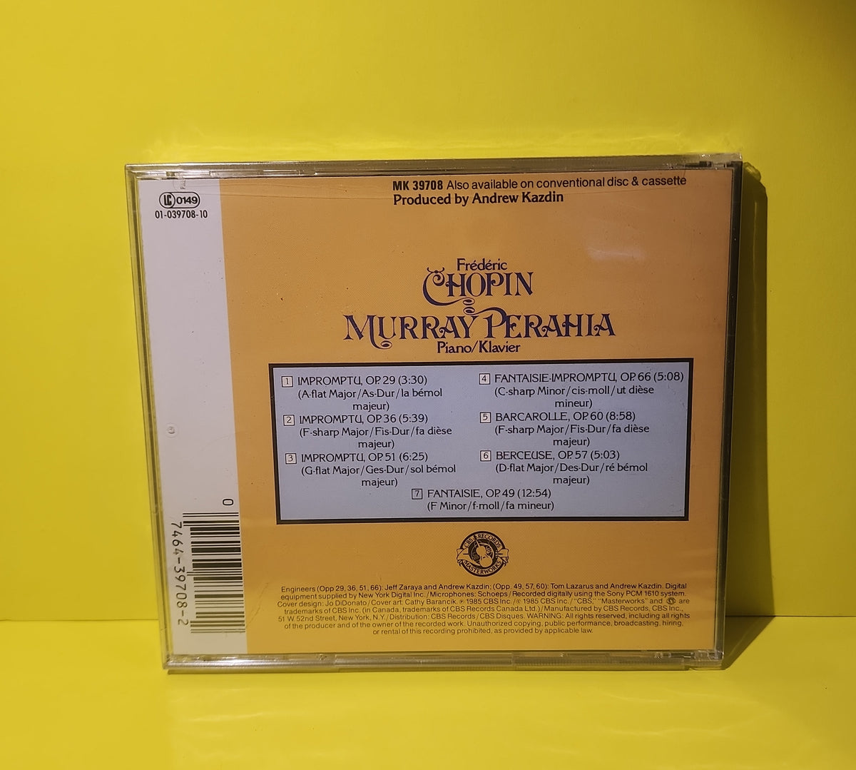 Chopin - Murray Perahia - 1985 - MK 39708 New - Sealed - CDs