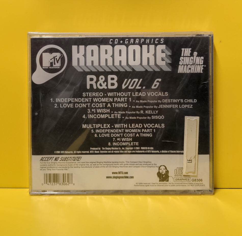 Various Artists  - MTV Karaoke: R&B Hits Vol. 6 - 2001 - G8306 New - Sealed - CDs