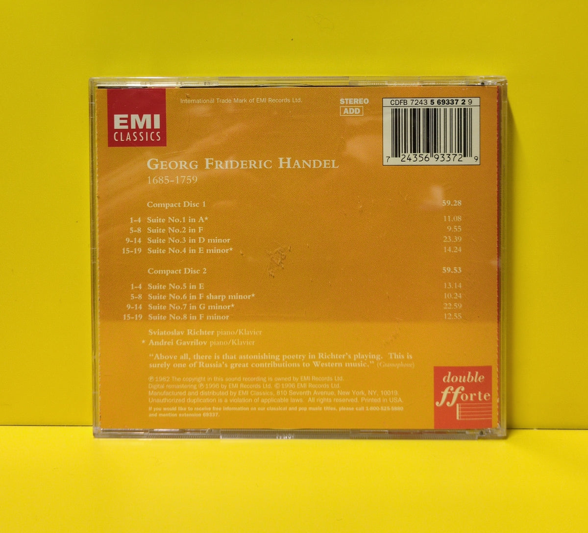 Handel, Andrei Gavrilov, Sviatoslav Richter - Keyboard Suites I - 1996 - 5 69337 2 Used - EX - 2xCD