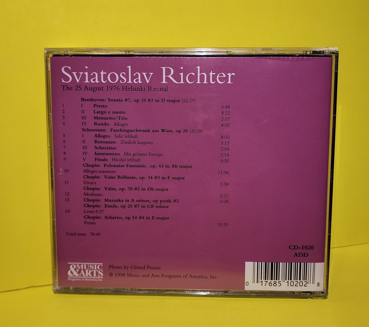 Sviatoslav Richter, Ludwig van Beethoven, Robert Schumann, Frédéric Chopin - Richter in Helsinki: the vaunted 25 August 1976 recital - 1998 - CD-1020 Used - EX - CDs