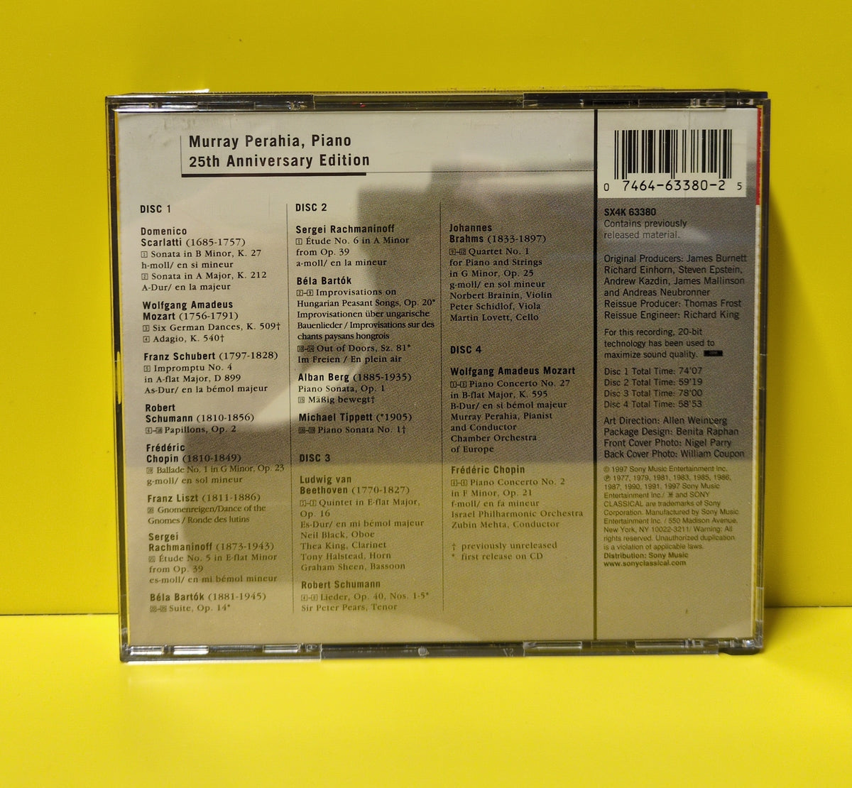 Murray Perahia - 25th Anniversary Edition - 1997 - SX4K 63380 Used - EX - 4xCD Set