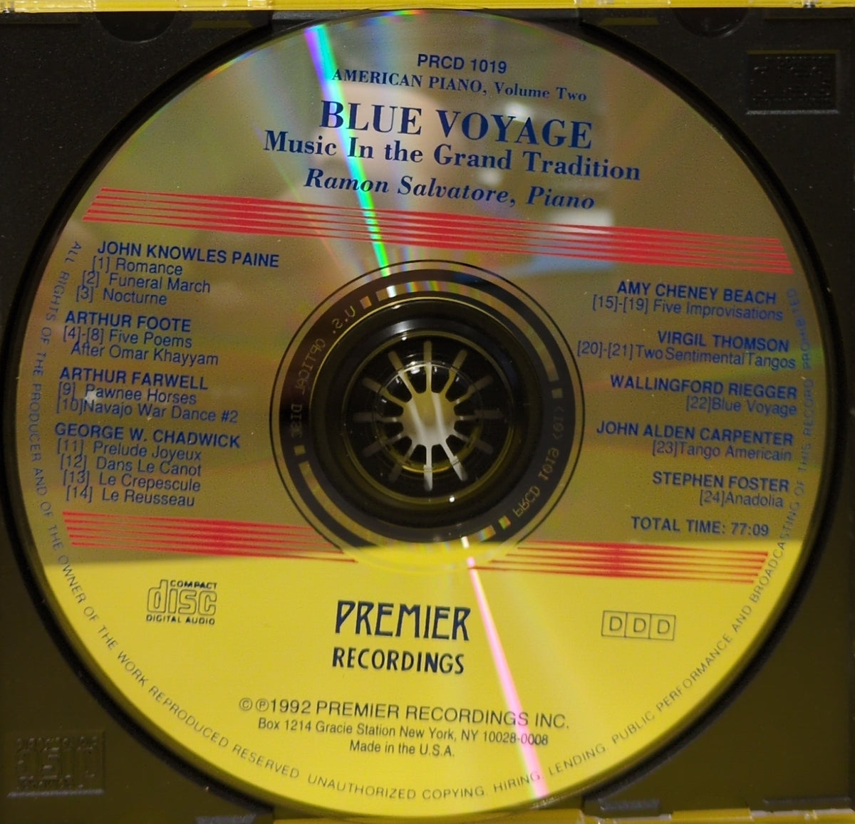 Ramon Salvatore - American Piano, Volume Two: Blue Voyage, Music In The Grand Tradition - 1992 - PRCD 1019 Used - VG++ - CDs