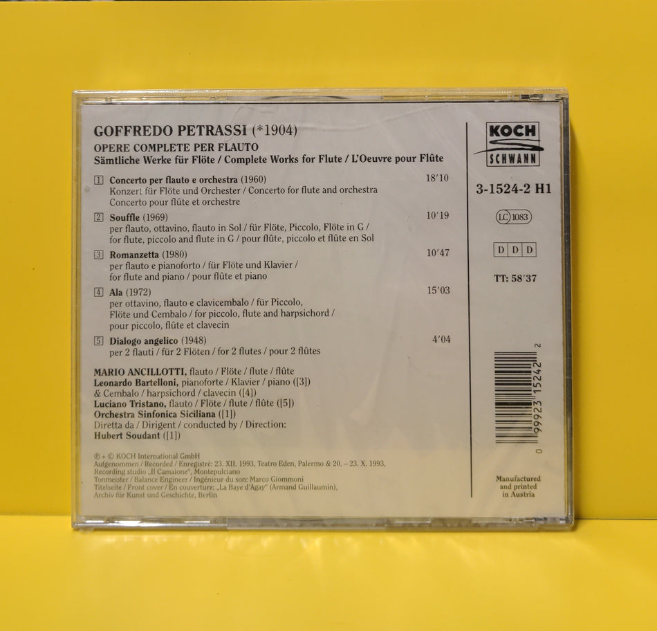 Goffredo Petrassi, Mario Ancillotti, Orchestra Sinfonica Di Sicilia, Hubert Soudant - Complete Works For Flute - 1996 - 3-1524-2 New - Sealed - CDs