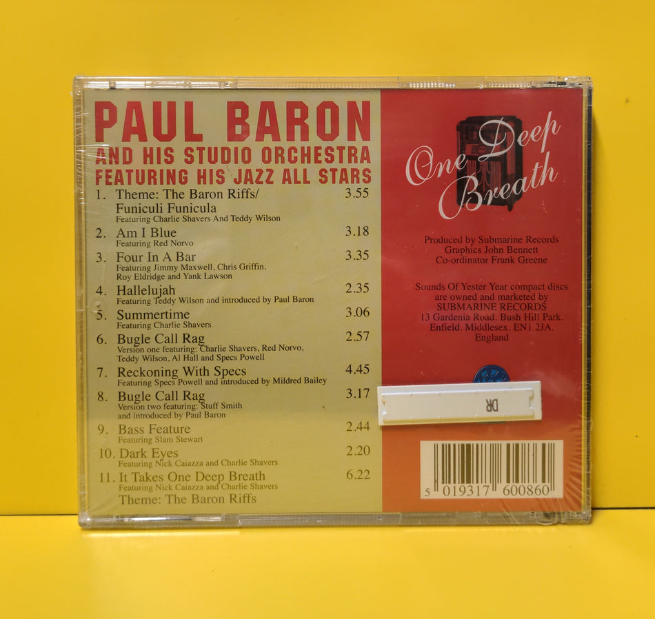 Paul Baron And His Studio Orchestra Featuring His Jazz All Stars  - One Deep Breath  - DSOY686 New - Sealed - CDs