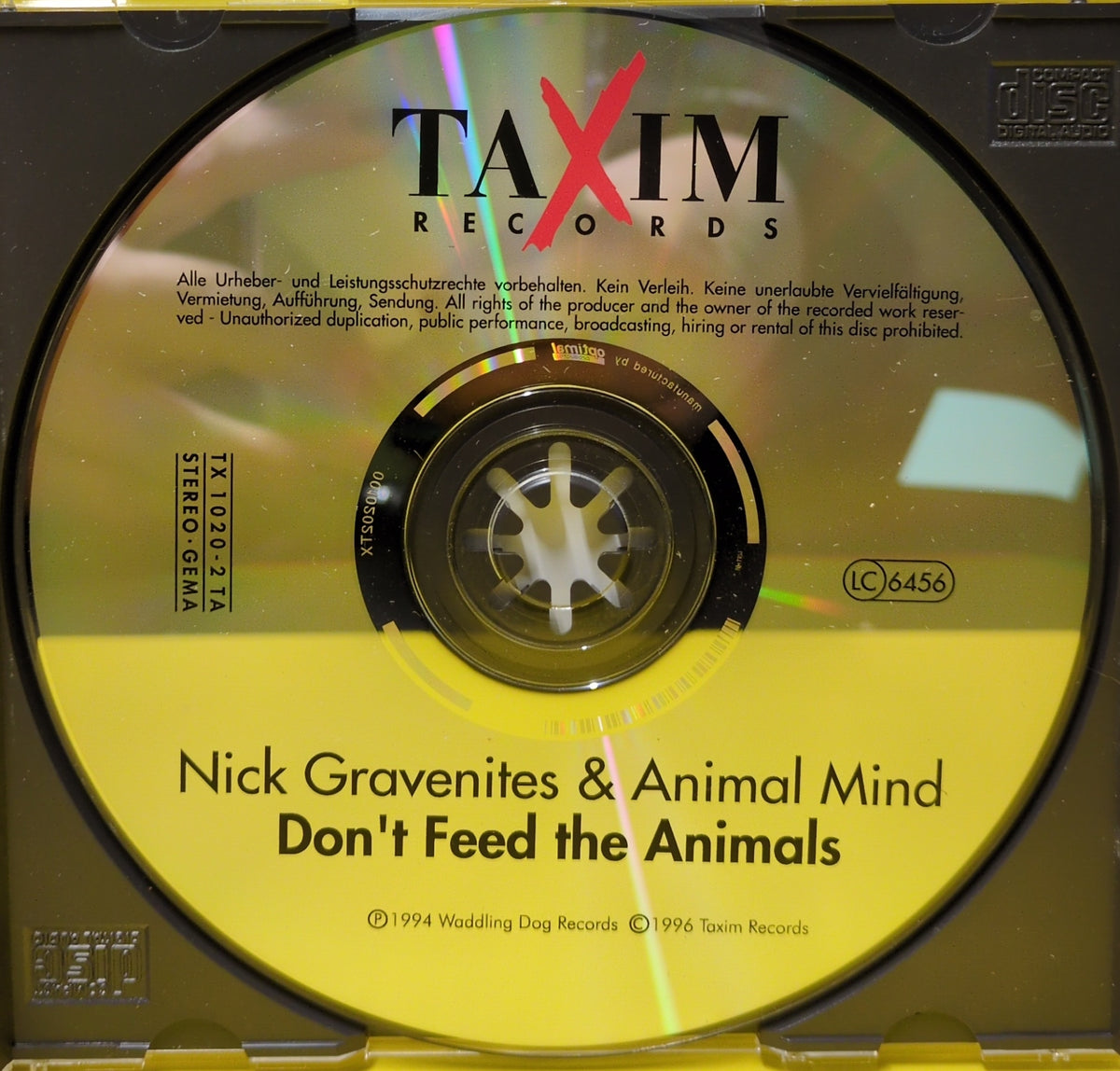 Nick Gravenites & Animal Mind - Don't Feed The Animals - 1996 - TX 1020-2 TA Used - EX - CDs
