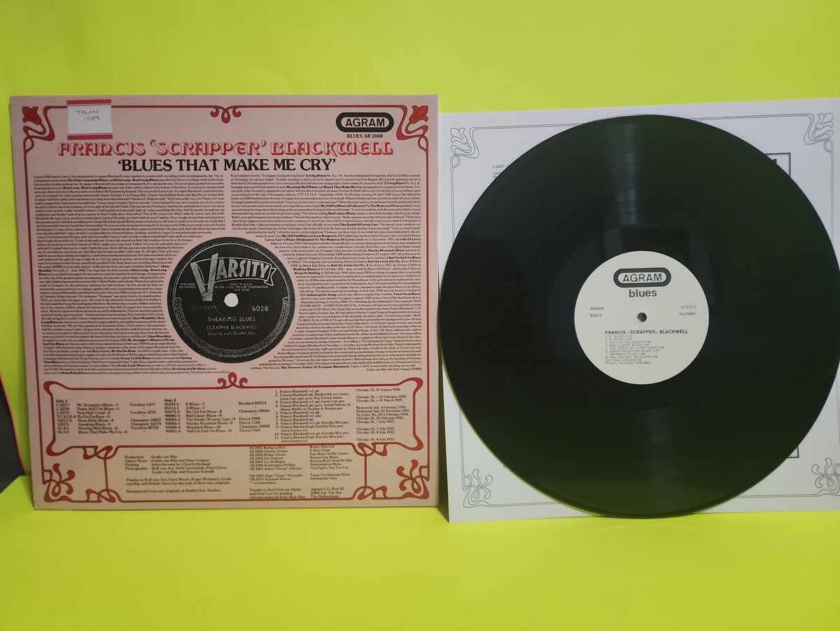 Francis Scrapper Blackwell - Blues That Make Me Cry / lyric Insert - 1980 - AB 2008 Used - EX - Vinyl