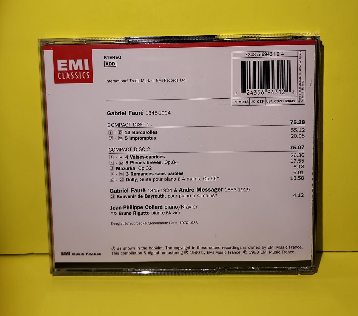 Fauré, Collard - 13 Barcarolles (Complete) - 1990 - 7243 5 69431 2 4 Used - EX - CDs