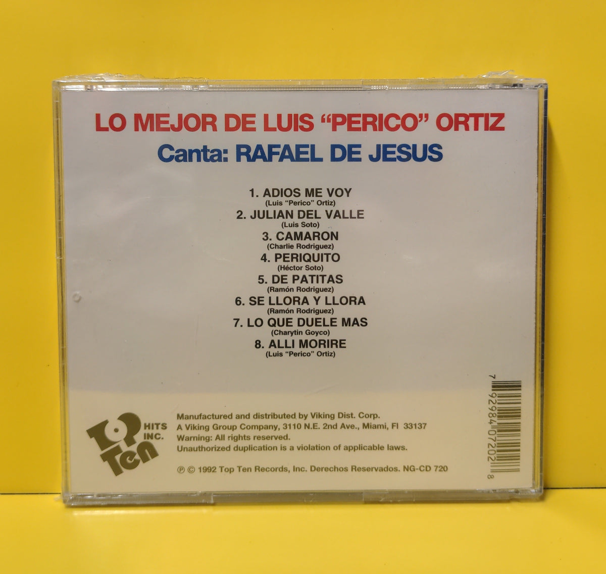 Luis "Perico" Ortiz Canta:  Rafael de Jesus - Lo Mejor De Luis "Perico" Ortiz - NG-CD 720 New - Sealed - CDs