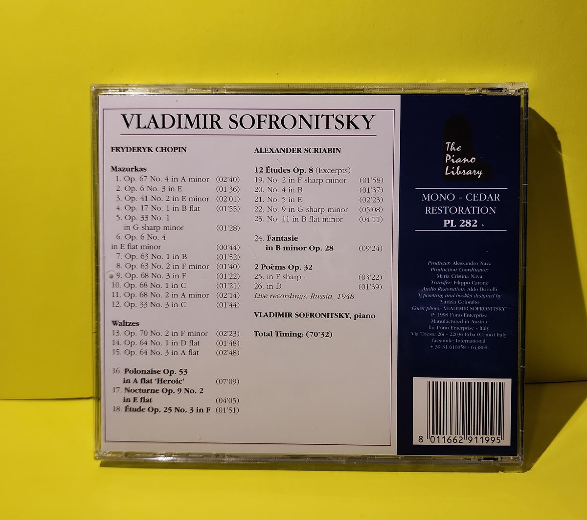 Vladimir sofronitzky - Recording 1948 - PL 282 Used - EX - CDs