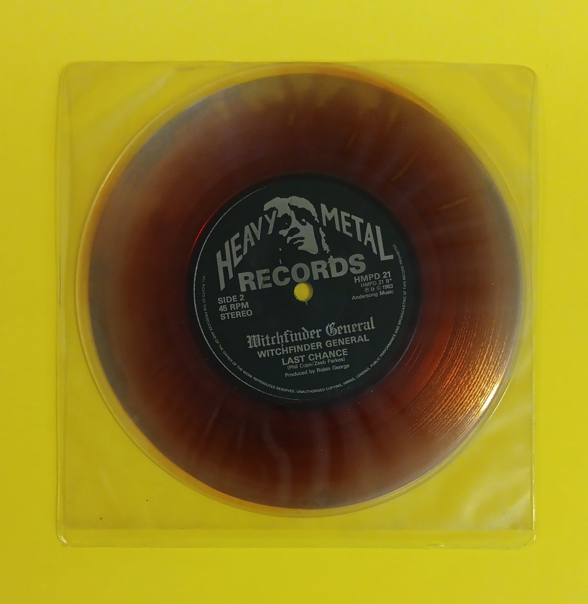 Witchfinder General - Music / Last Chance (UK Silver 7") - 1983 - HMPD 21 Used - VG++ - Vinyl