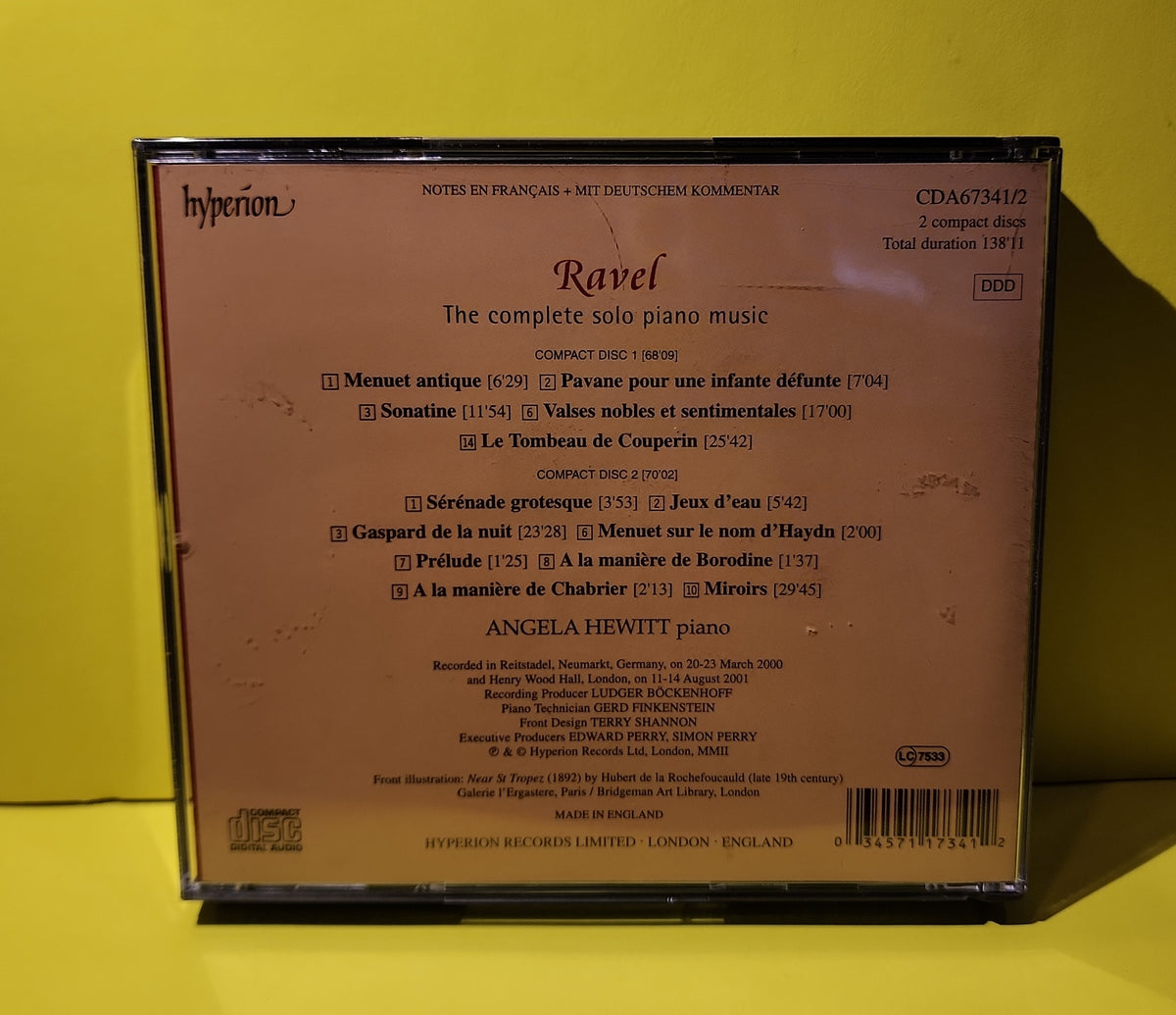 Ravel / Angela Hewitt - The Complete Solo Piano Music - 2002 - CDA67341/2 Used - NM - CDs