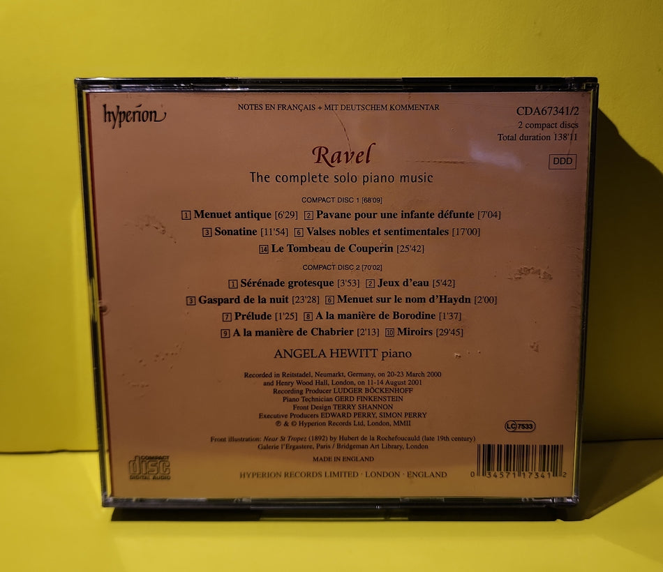 Ravel / Angela Hewitt - The Complete Solo Piano Music - 2002 - CDA67341/2 Used - NM - CDs