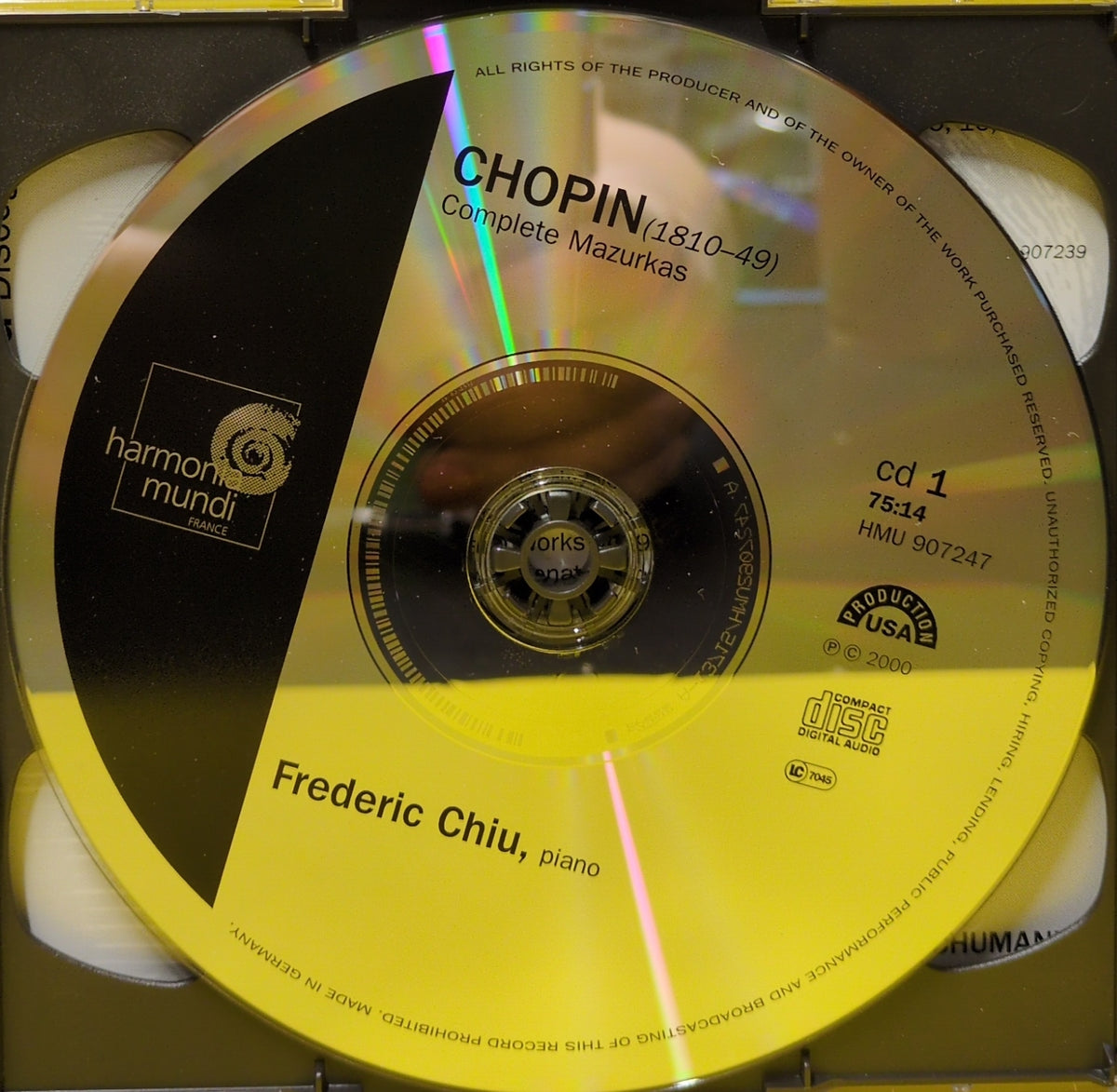 Chopin, Frederic Chiu - Complete Mazurkas - 2000 - HMU 907247.48 Used - EX - 2xCD