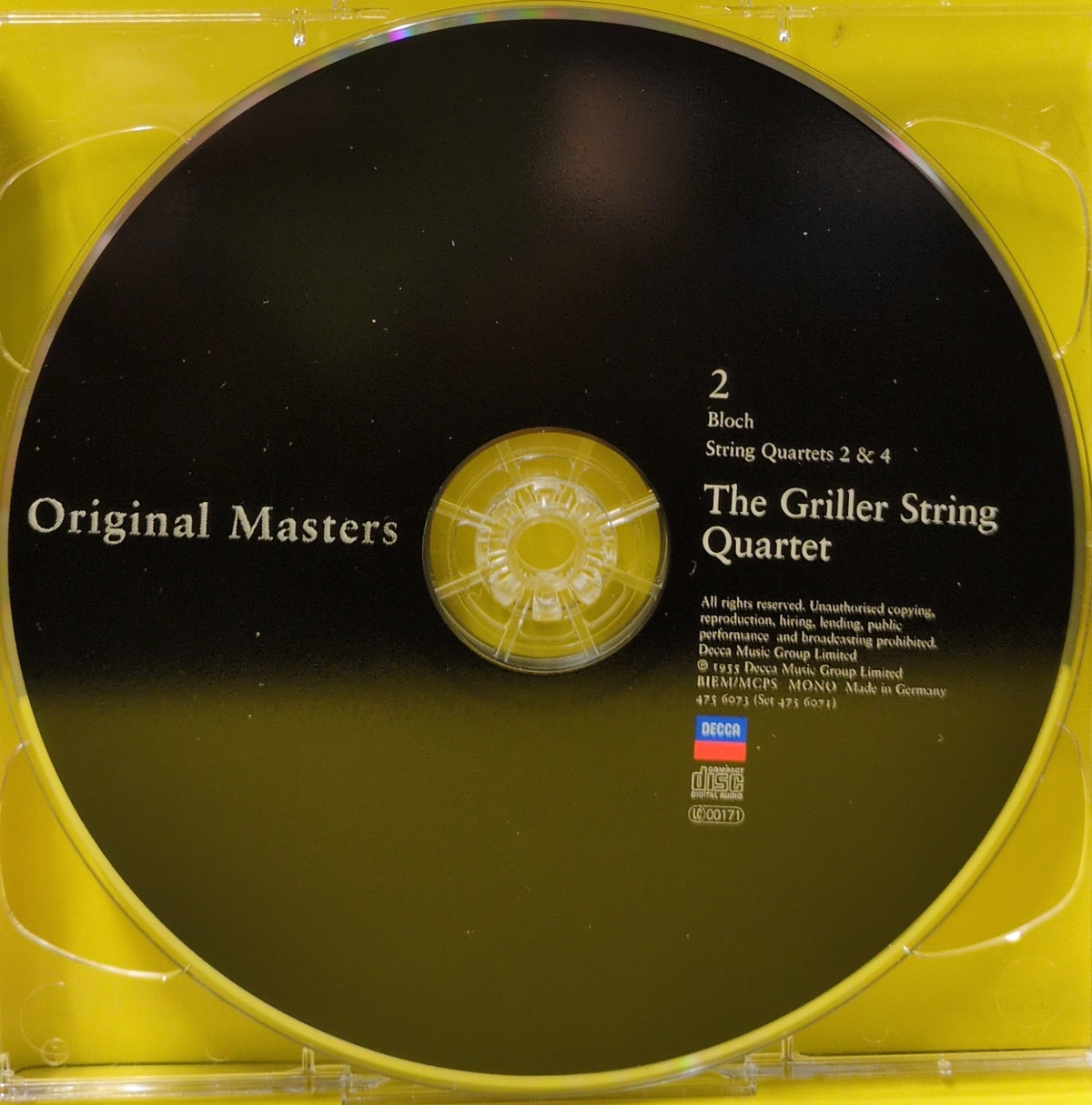 The Griller String Quartet, Bloch - String Quartets 1–4 - 2004 - 475 6071 Used - EX - 2xCD