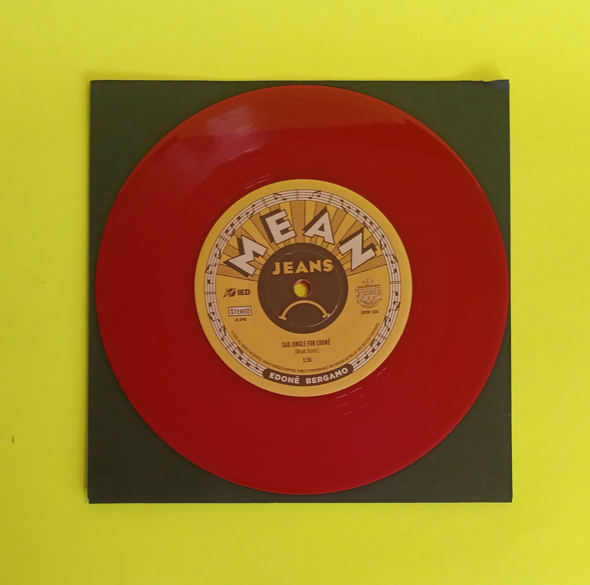 Mean Jeans - Edoné Bergamo (Italy Red 7") - 2019 - New - NM - Vinyl
