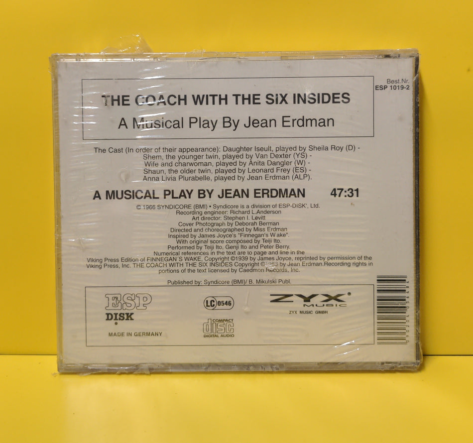 Jean Erdman - The Coach With The Six Insides (A Musical Play By Jean Erdman) - ESP 1019-2 New - Sealed - CDs