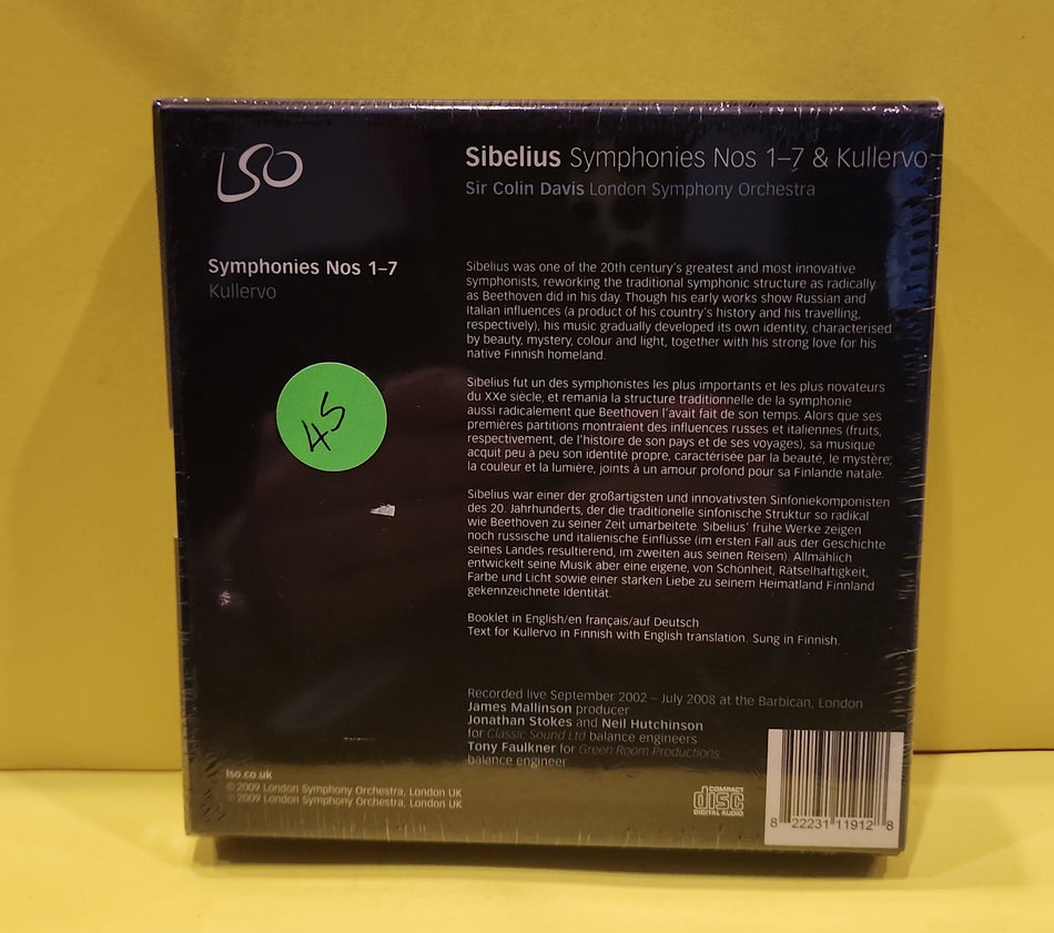 Sibelius, Sir Colin Davis, London Symphony Orchestra - Sibelius Symphonies Nos 1 - 2009 - LSO0191 New - Sealed - CDs