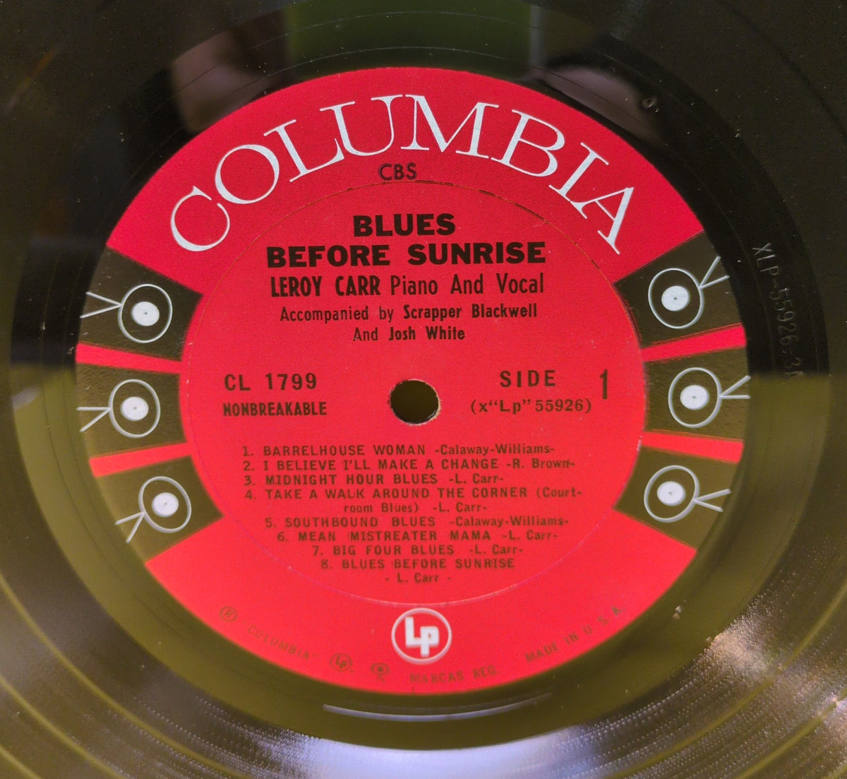 Leroy Carr - Blues Before Sunrise - 1962 - CL 1799 Used - VG++ - Vinyl