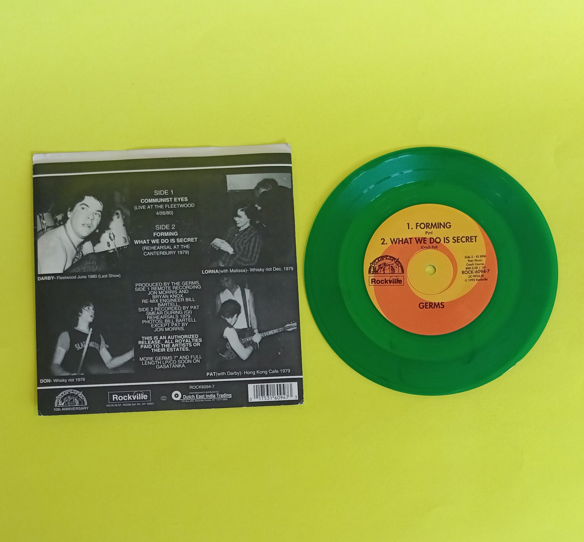 Germs - DCC (Green 7") - 1992 - ROCK-6094-7 Used - VG++ - Vinyl