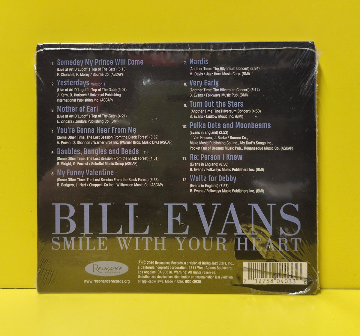 Bill Evans - Smile With Your Heart - 2019 - HCD-2038 New - Sealed - CDs