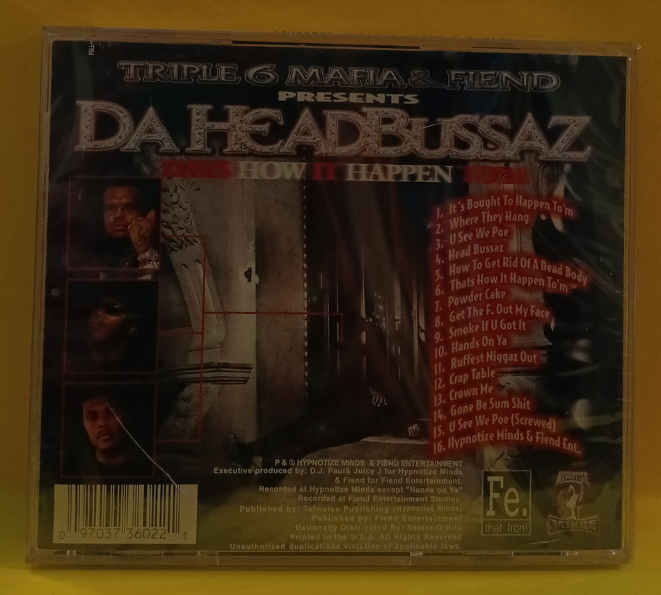 Rare Sealed CD Triple 6 Mafia & Fiend presents Da Headbussaz - Dats How It Happen To 'M -