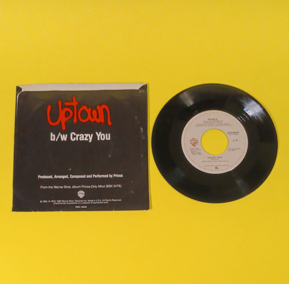 Prince - Uptown / Crazy You 7" - 1980 - WBS49559 Used - EX - Vinyl