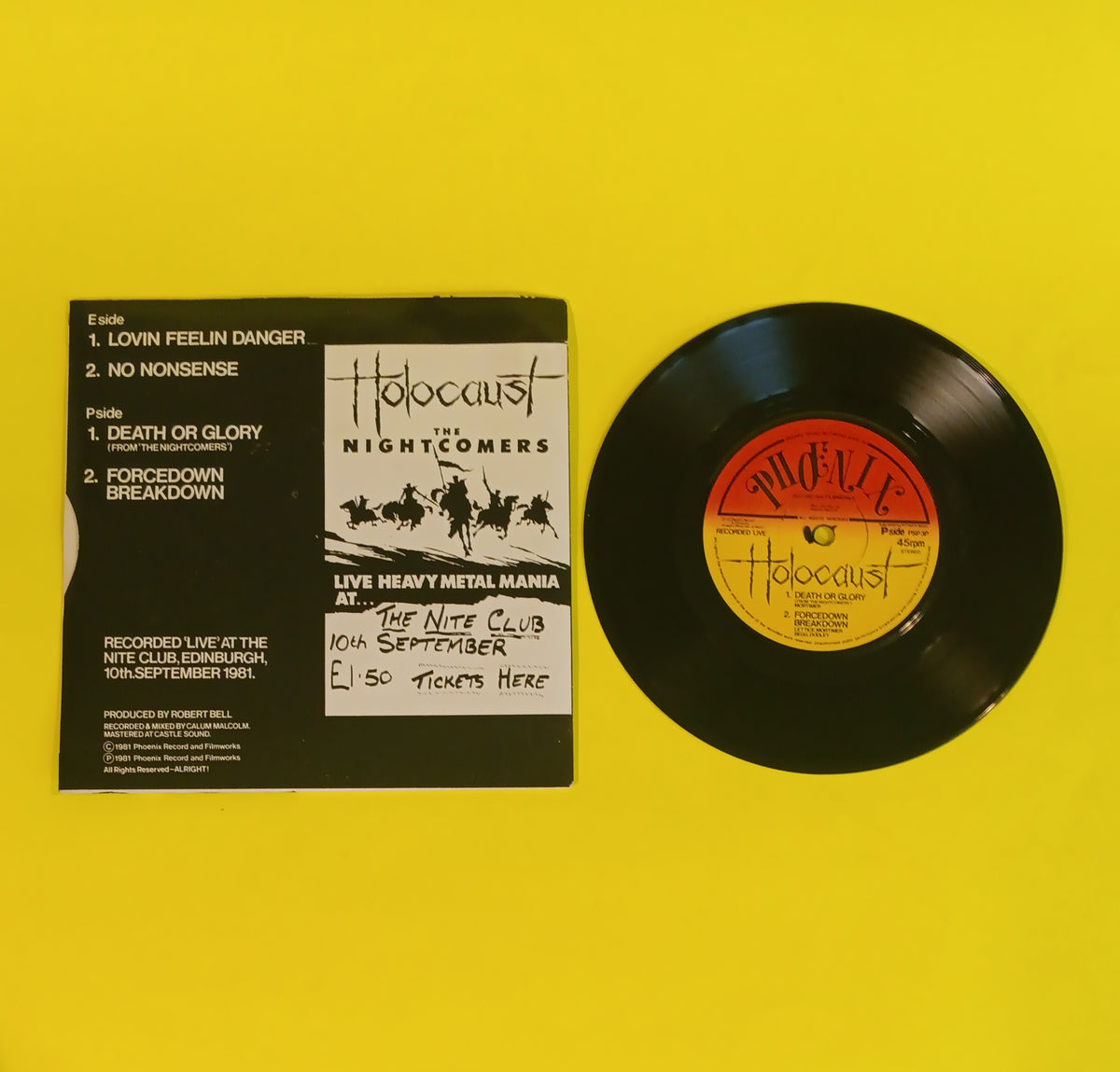 Holocaust - Live From the Raw Loud n' Live Tour (UK 7") - 1981 - PSP 3 Used - EX - Vinyl