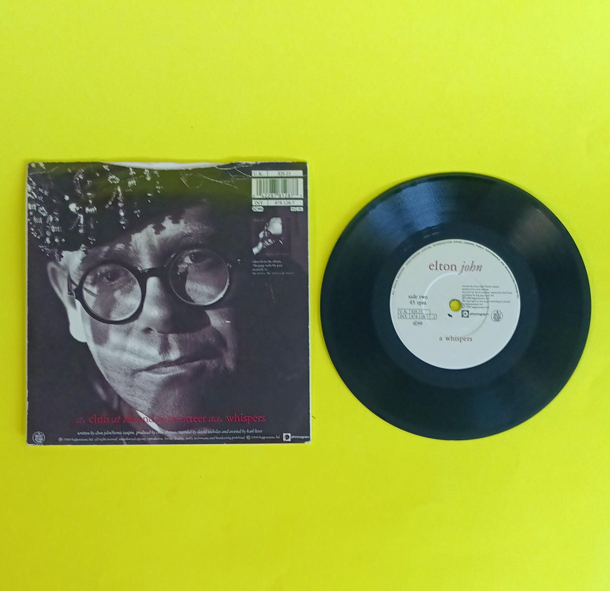 Elton John - Club At The End Of The Street / Whispers (UK 7") - 1990 - EJS 23 Used - VG+ - Vinyl