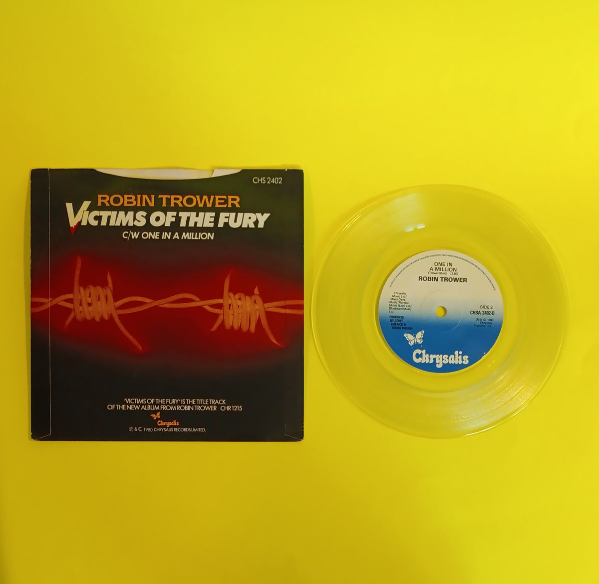 Robin Trower - Victims of the Fury  (UK Clear 7") - 1980 - CHSA 2402 Used - EX - Vinyl