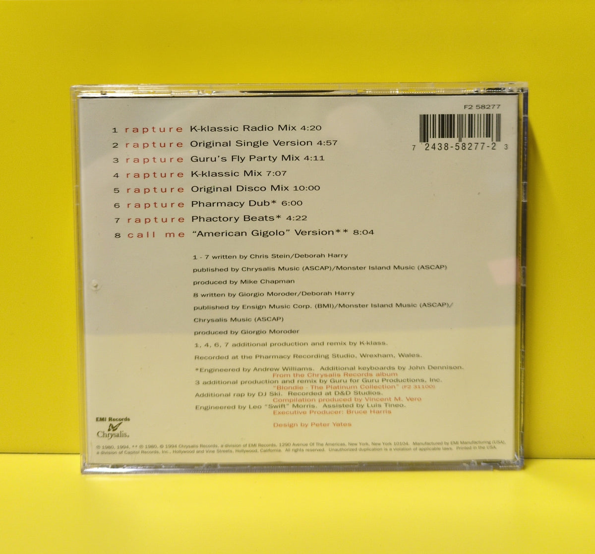 Blondie - Rapture - 1994 - 7243 8 58277 2 3 Used - VG++ - CDs