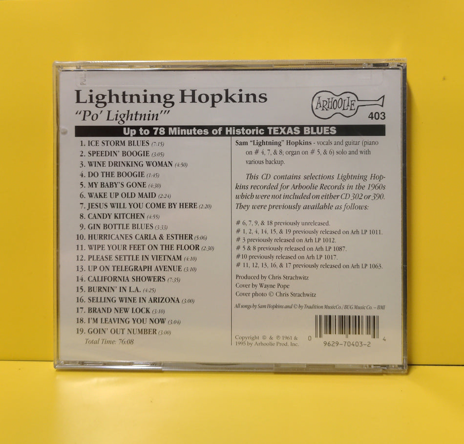 Lightning Hopkins - Po' Lightnin' - 1995 - CD 403 New - Sealed - CDs