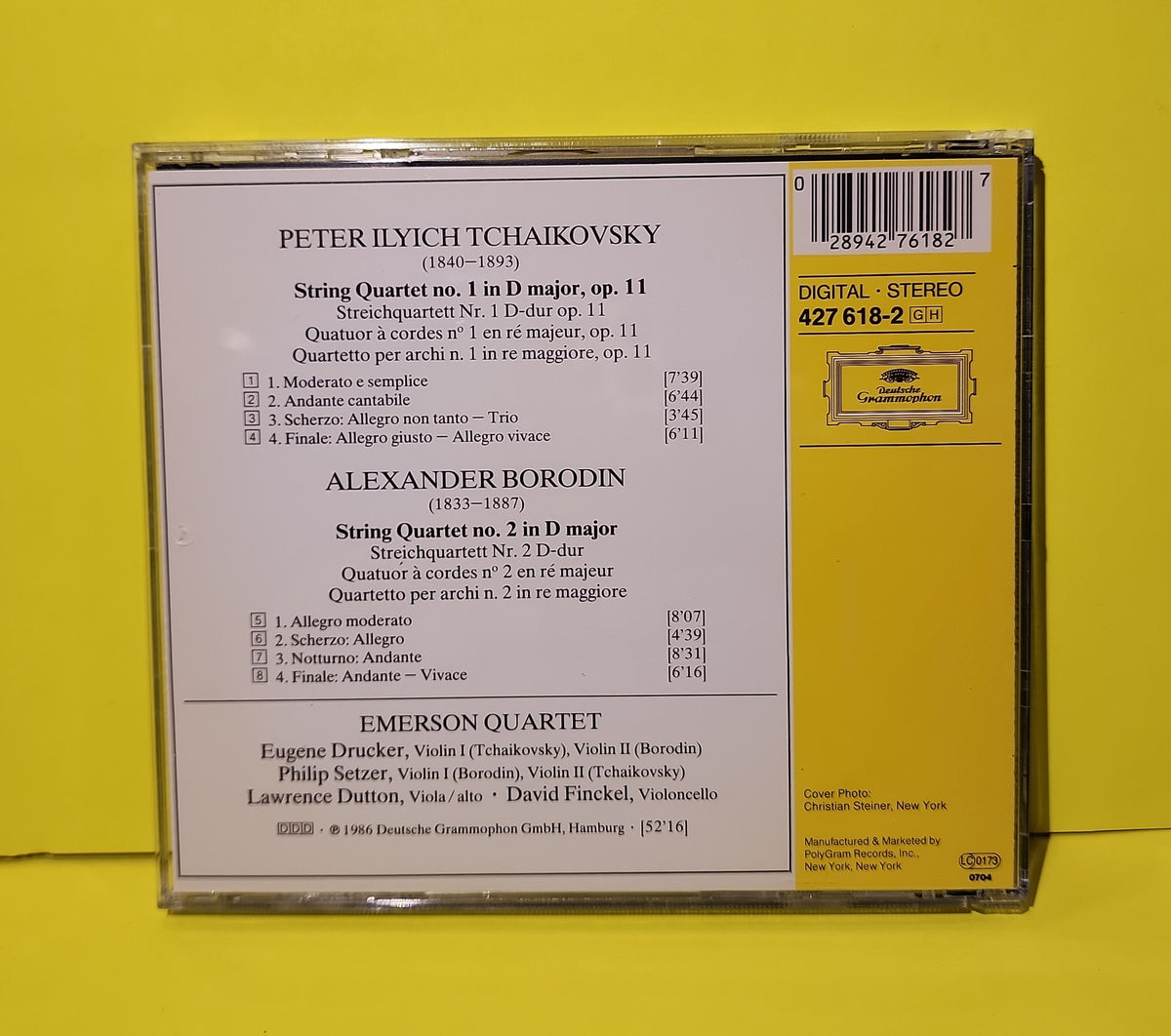 Tchaikovsky, Borodin, Emerson String Quartet - String Quartet No.1 / String Quartet No.2 Autographed  - 1986 - 427 618-2 Used - EX - CDs