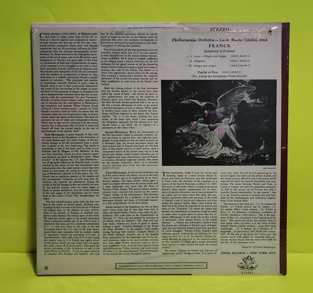 Franck- Carlo Maria Giulini - Symphony In D Minor / Psyche' Et Eros - 1959 - 35641 New - Sealed - Vinyl