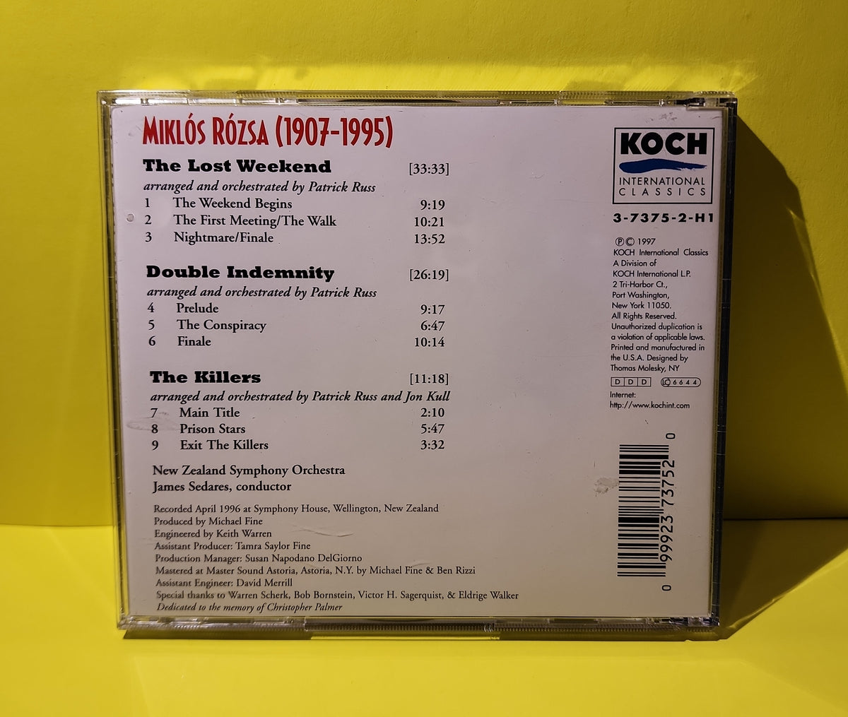 Miklós Rózsa - Double Indemnity / The Killers / Lost Weekend - 1997 - 3-7375-2-H1 Used - NM - CDs