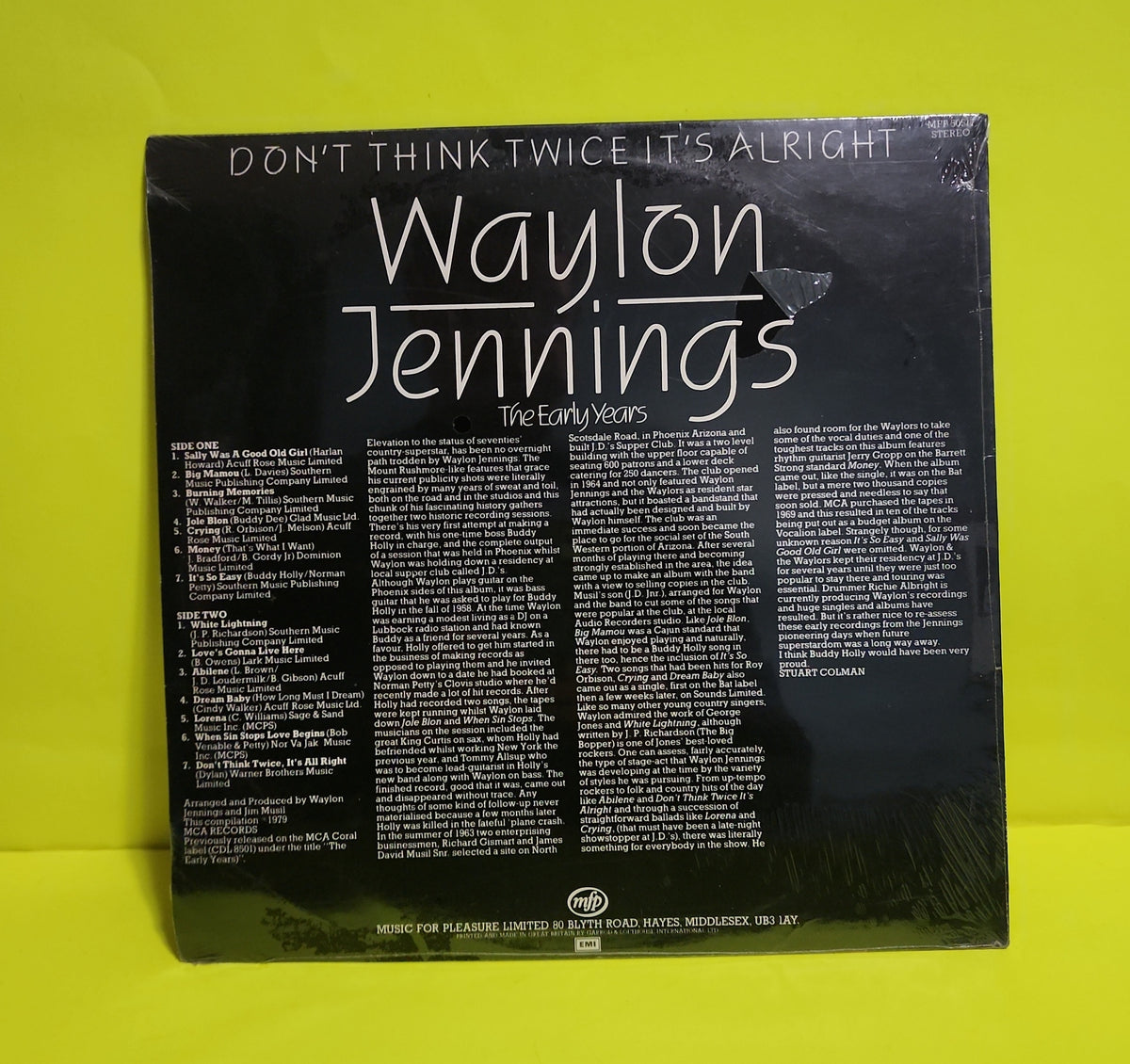 Waylon Jennings  - Don't Think Twice It's Alright: The Early Years - 1979 - MFP 50517 New - Sealed - Vinyl