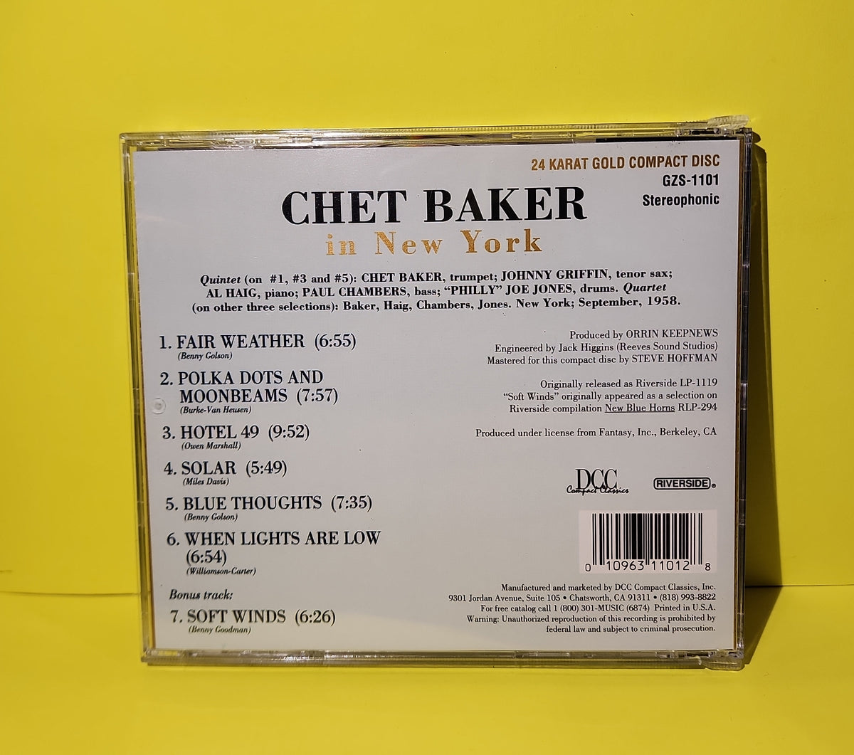 Chet Baker - In New York / 24 Karat Gold Disc Promo - 1996 - GZS-1101 Used - EX - CDs