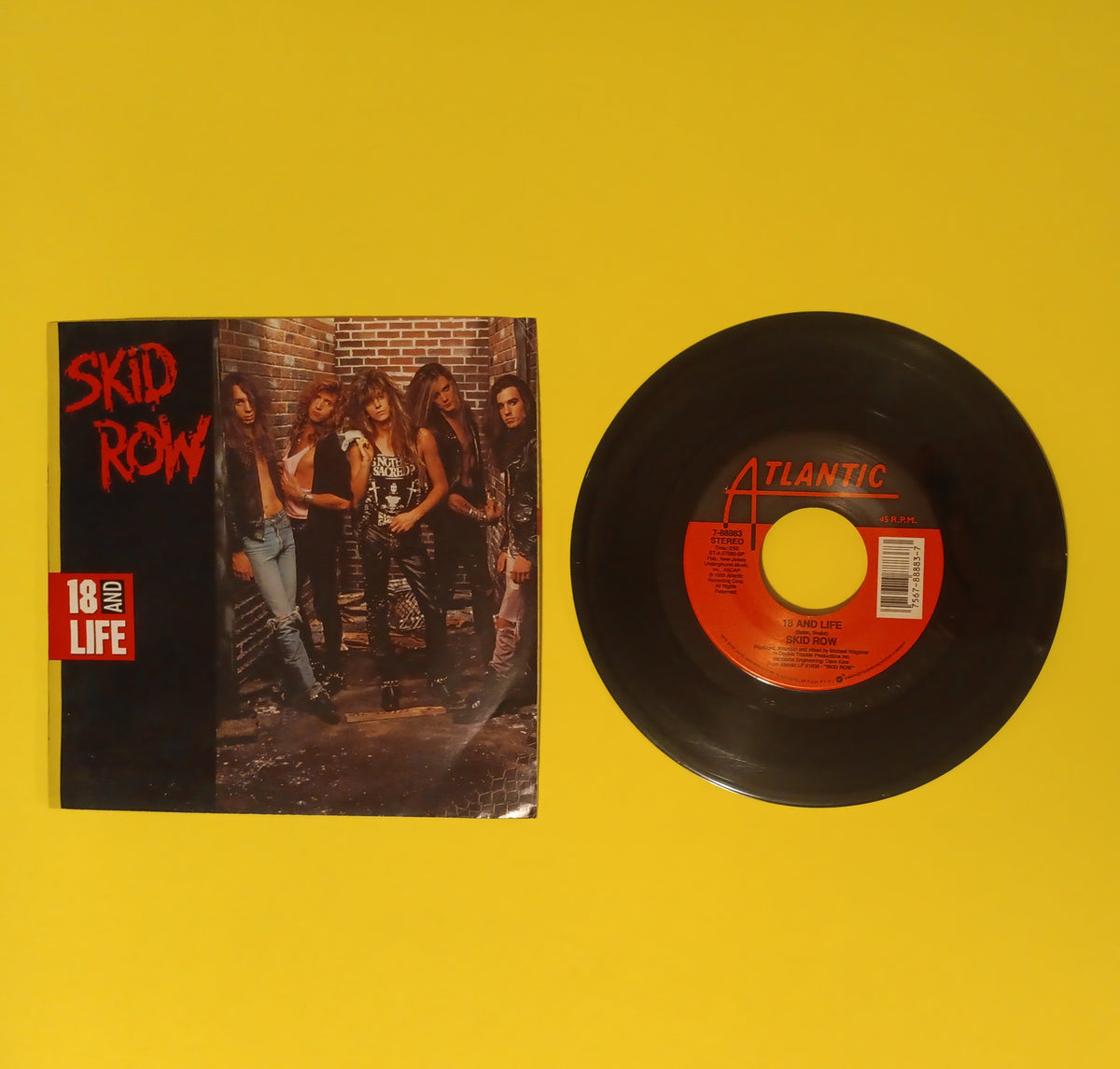 Skid Row - 18 & Life / Midnight Tornado - 1989 - 7 88883 Used - VG+ - 7" Vinyl
