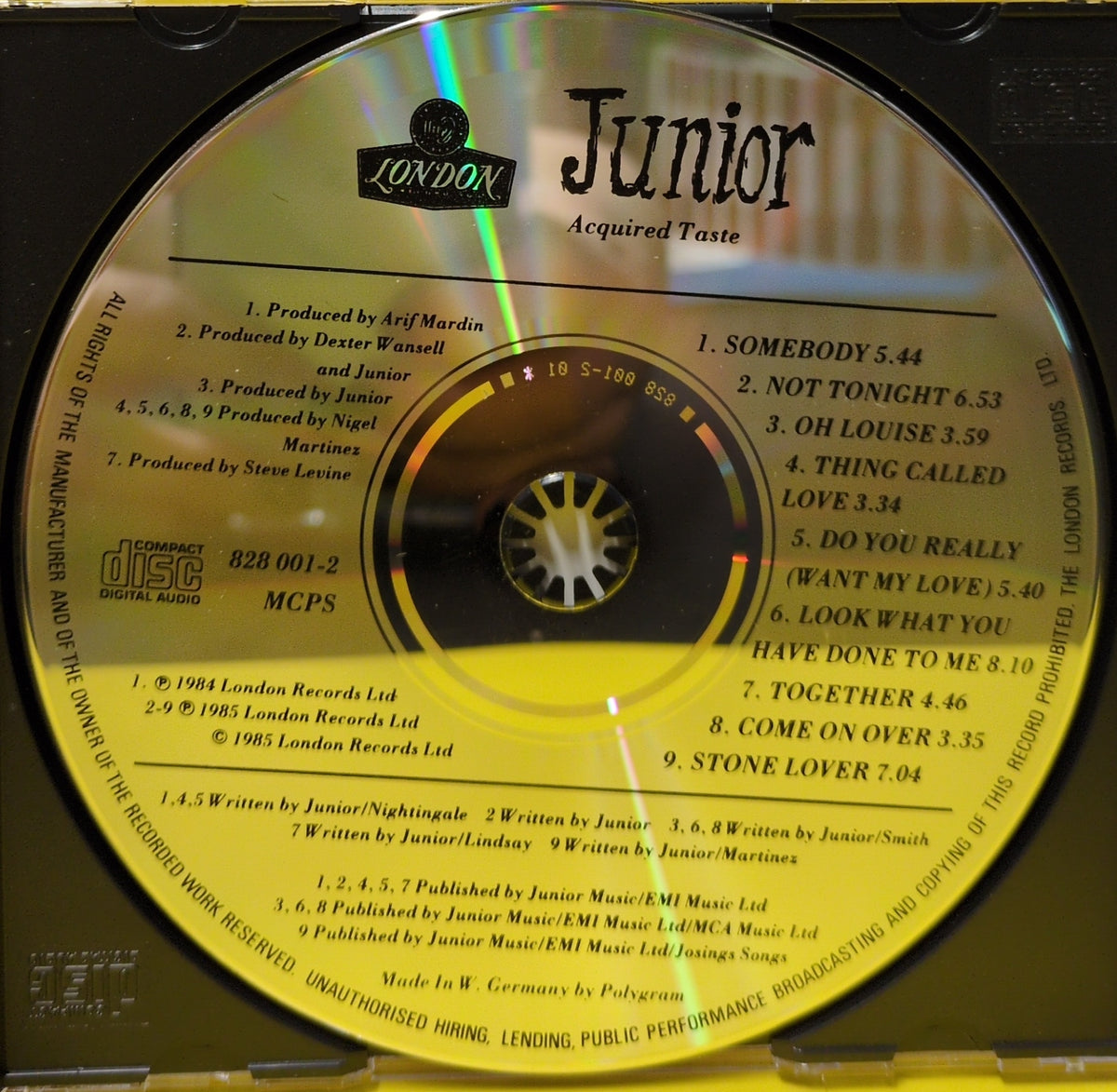 Junior - Acquired Taste - 1985 - 828 001-2 Used - VG++ - CDs