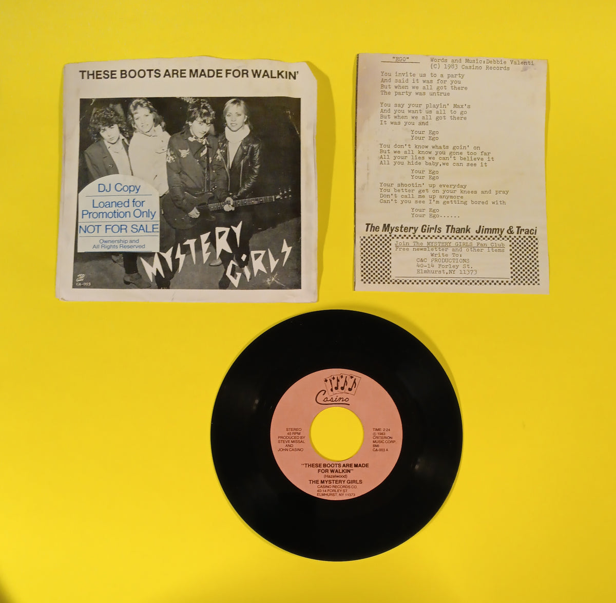 Mystery Girls - These Boots Are Made For Walkin' (Promo 7") - 1983 - CA-003 Used - VG++ - Vinyl