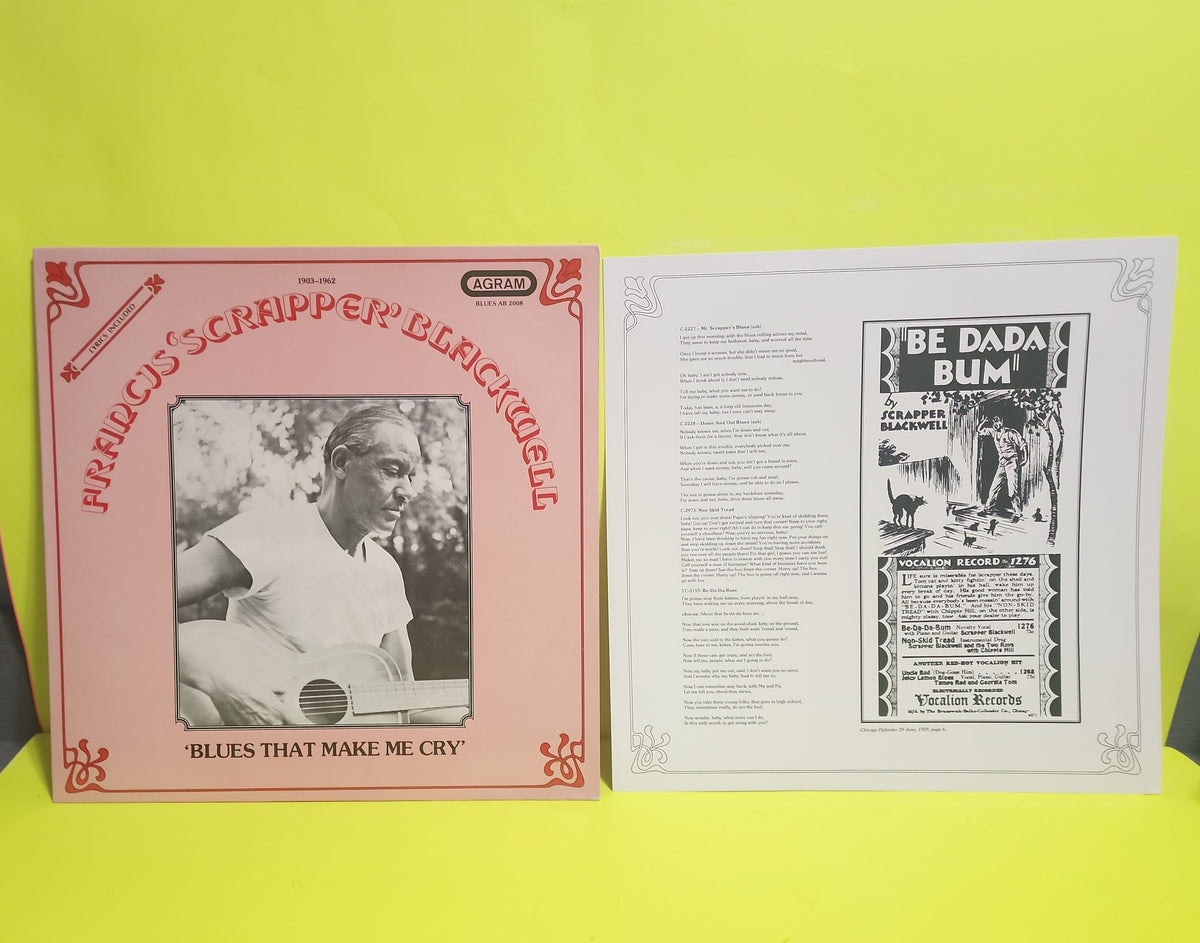 Francis Scrapper Blackwell - Blues That Make Me Cry / lyric Insert - 1980 - AB 2008 Used - EX - Vinyl