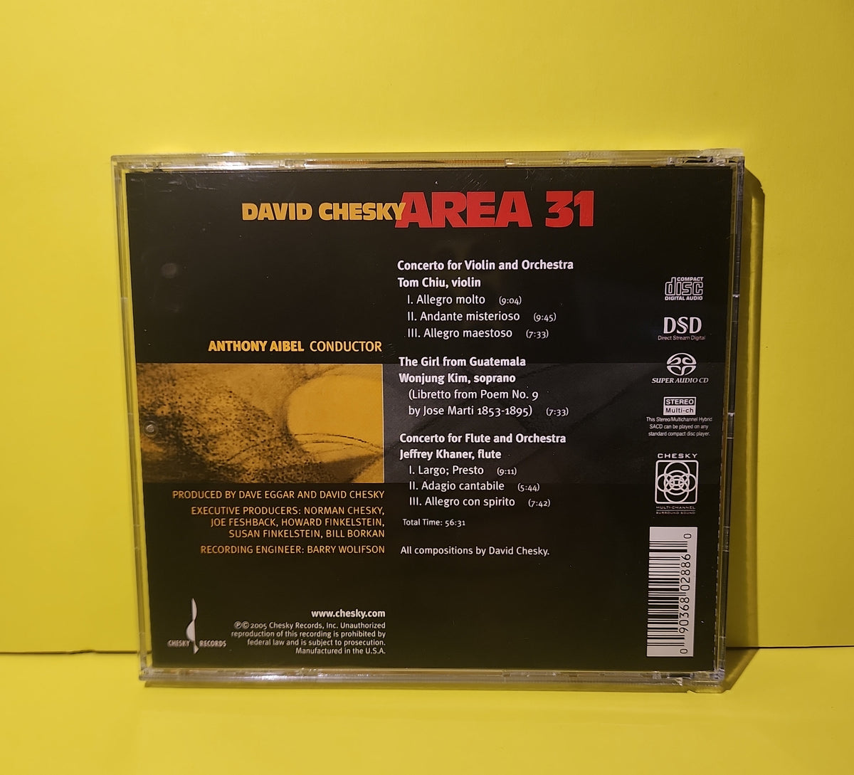 David Chesky, Area 31  - Concerto For Violin And Orchestra / The Girl From Guatemala / Concerto For Flute And Orchestra / Autographed  - 2005 - SACD288 Used - EX - CDs