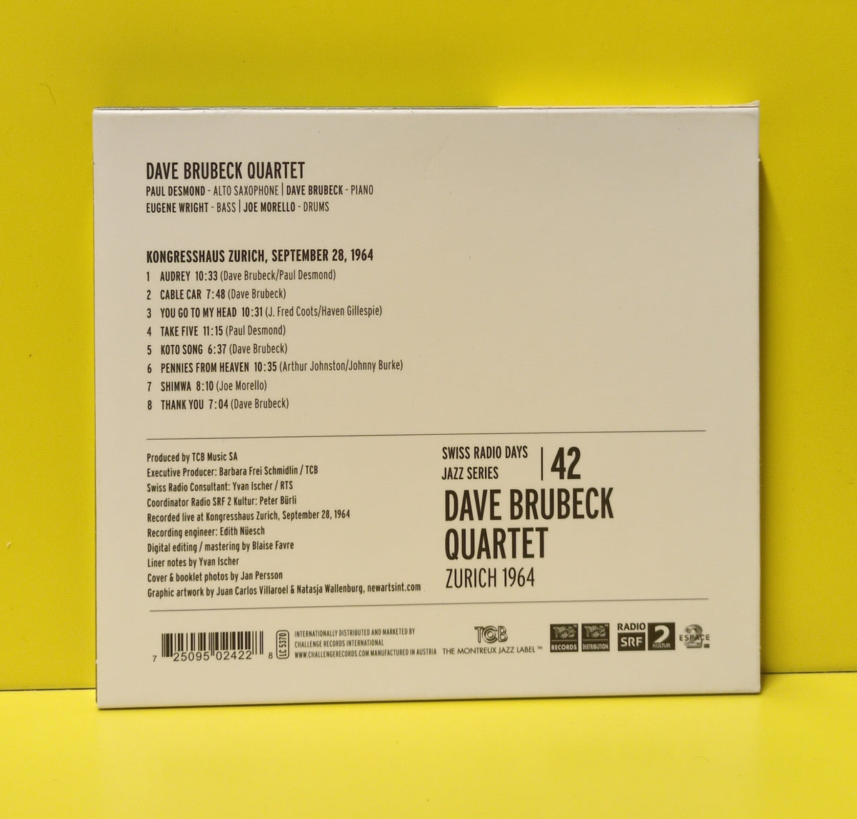 The Dave Brubeck Quartet - Zurich 1964 - 2016 - TCB 02422 Used - EX - CDs