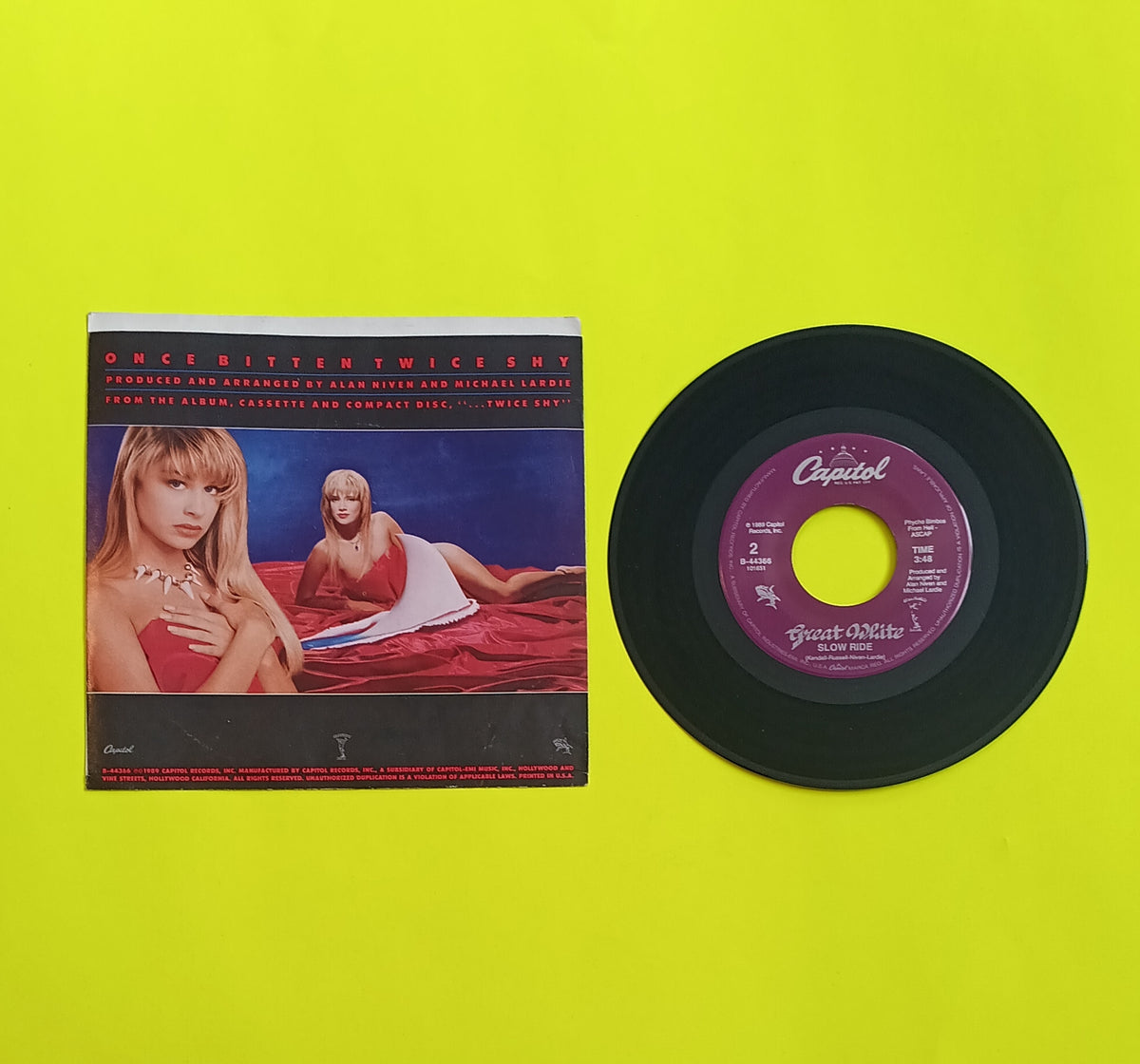 Great White - Once Bitten Twice Shy / Slow Ride - 1989 - B-44366 Used - VG++ - 7" Vinyl